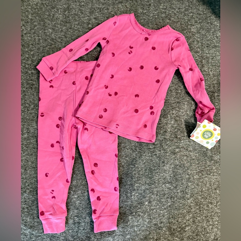 NWT- Little Me Pink Dot Pajama Set Size 18 Months